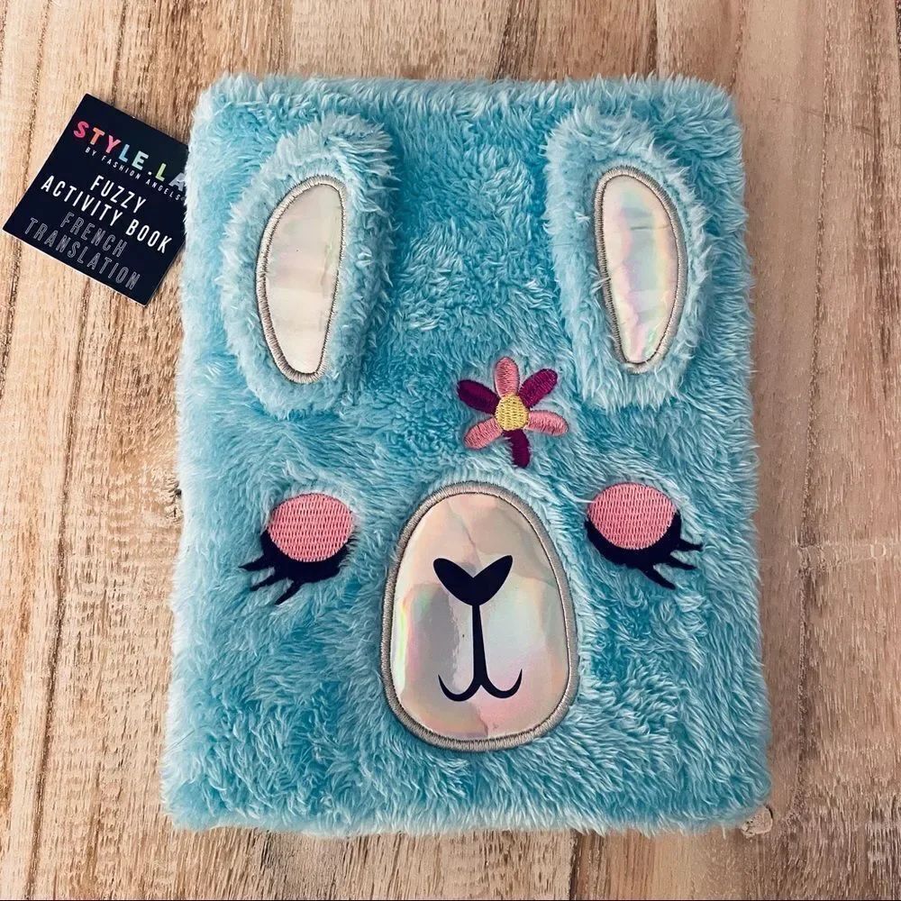 NWT Blue Ranbit Bunny Fuzzy Journal Inspirational Motivational Activity Book